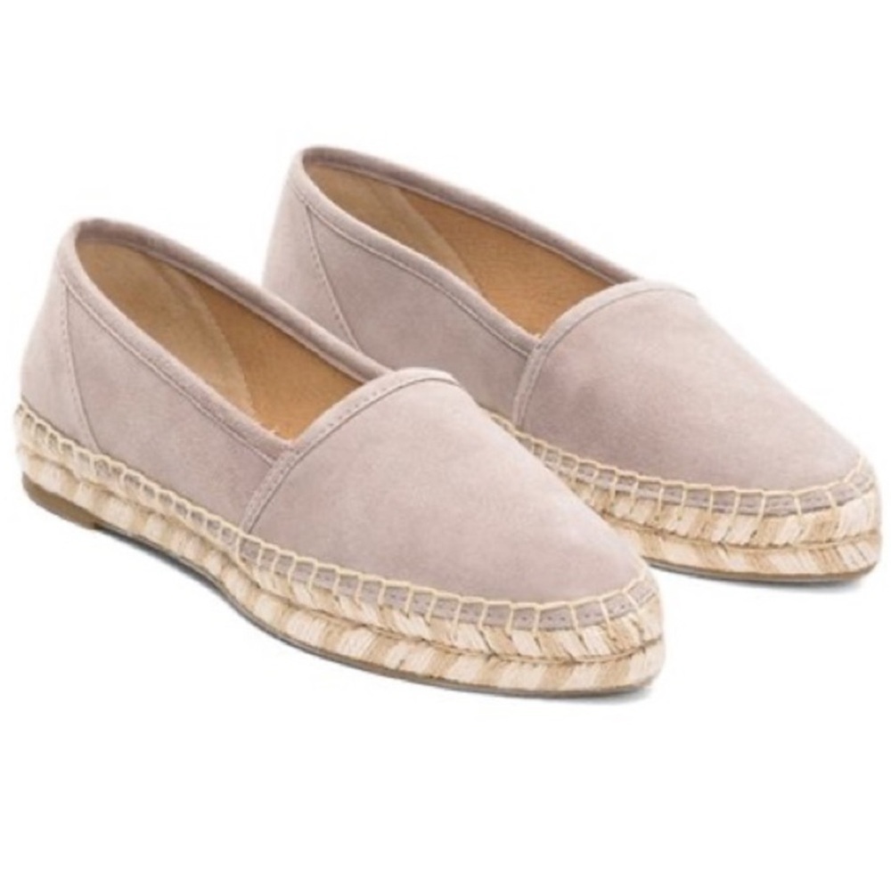 FRYE Espadrilles Leather Suede Gray Cement Closed Toe Flats Loafers Slip Ons